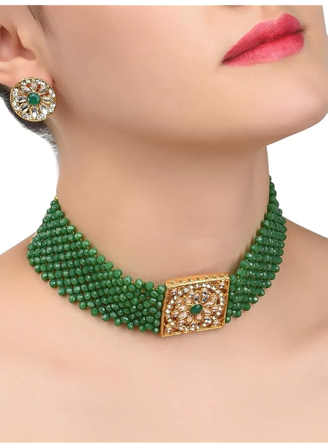 erorex Choker Jewelery Set For Women Golden Zpfk9562 - Image 2