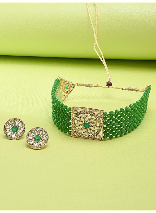 erorex Choker Jewelery Set For Women Golden Zpfk9562 - Image 3