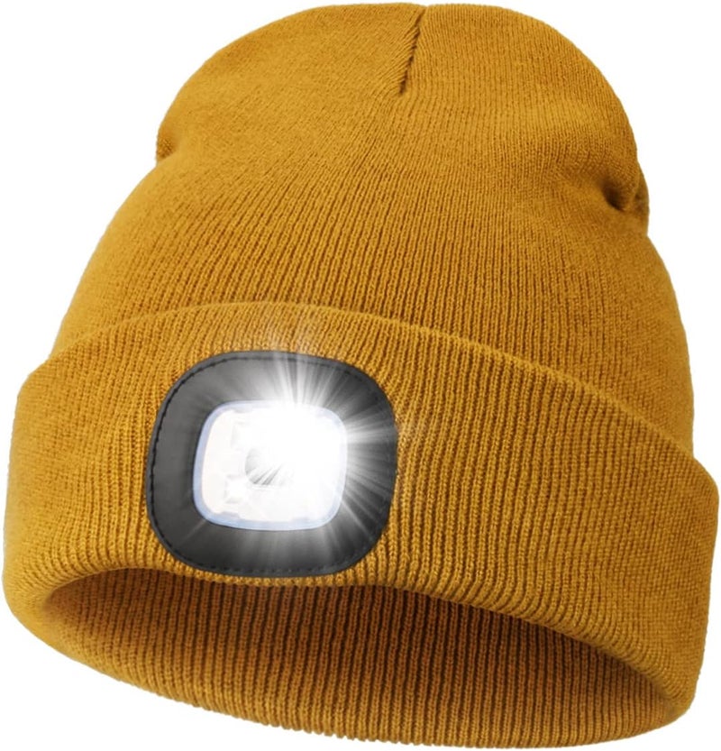 MELASA Unisex Hat with Light, USB Rechargeable Hands Free Headlamp LED Beanie, Winter Gifts for Men Dad Father Husband Him - Image 1
