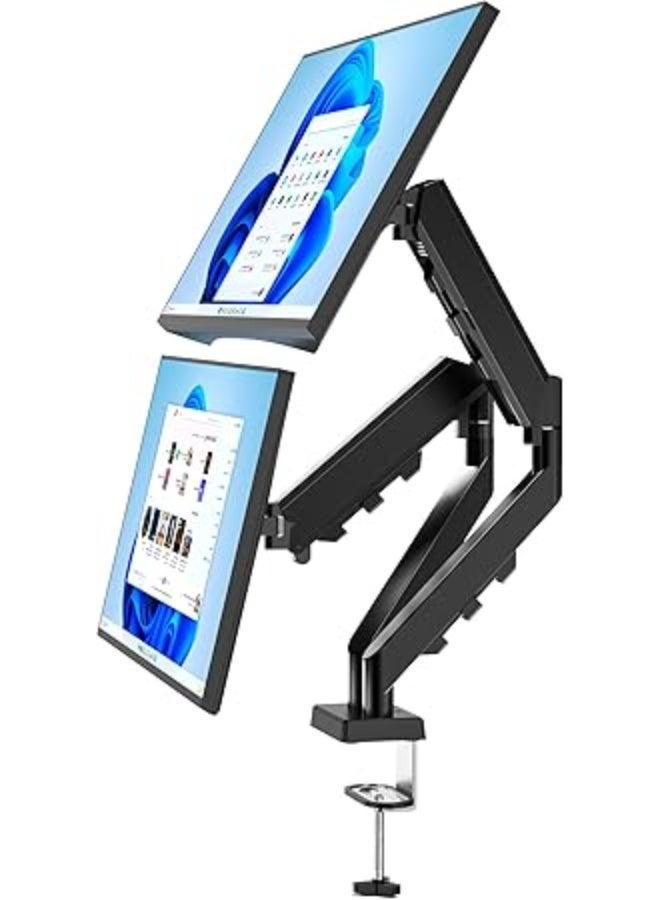 ذراع شاشة مزدوجة - يدعم شاشتين من 10 إلى 32 بوصة، قدرة تحميل 2-10 كجم، تركيب بمشبك وثقب، VESA 75×75 / 100×100، تعديل متعدد الزوايا، تنظيم الكابلات - Image 1