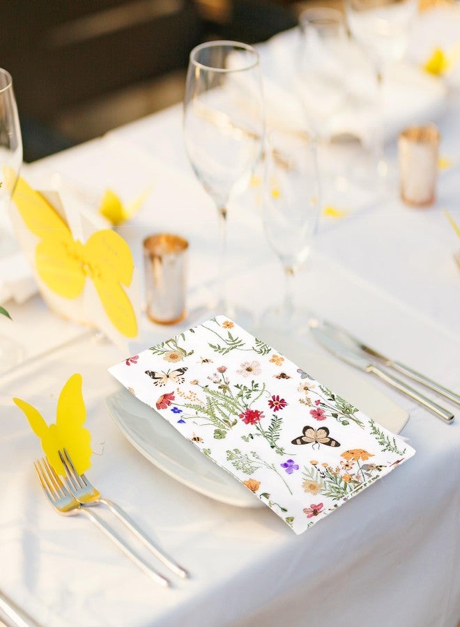 Whaline 50Pcs Floral Guest Napkins Watercolor Wildflower Disposable Paper Napkins Spring Dinner Hand Napkin for Home Kitchen Bathroom Wedding Bridal Baby Shower - Image 4