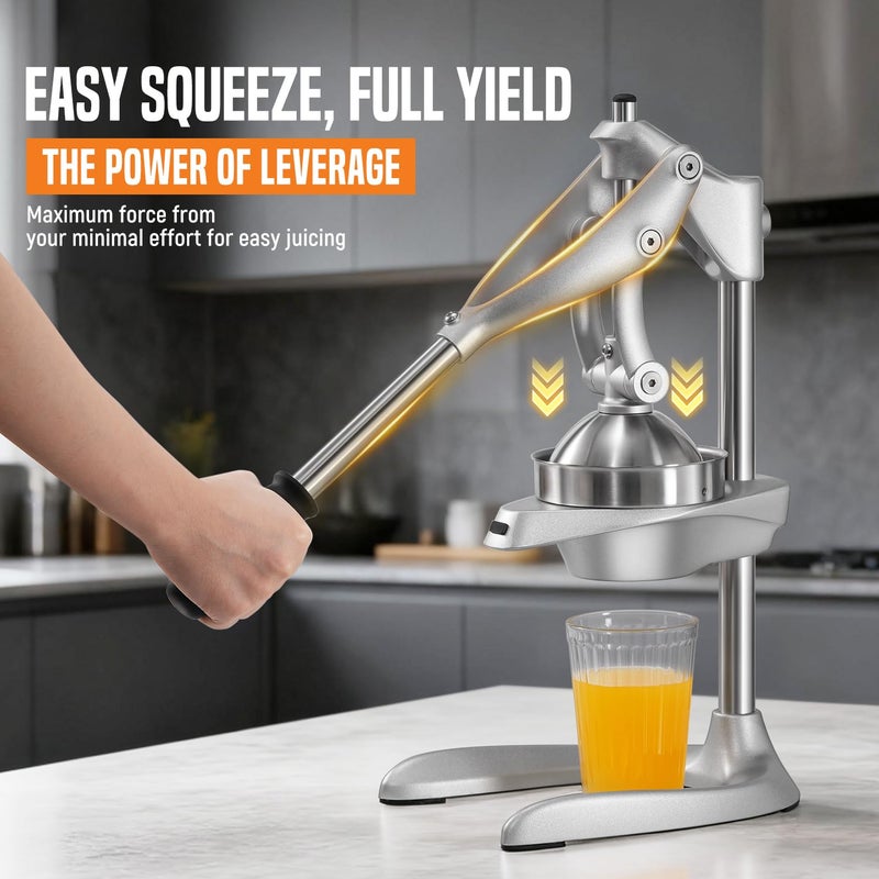 AMOHEE Manual Juicer, AMOHEE Stainless Steel Orange Juicer Squeezer for Citrus Lemon Pomegranate, Easy to Use & Clean Countertop Hand Press - Image 3