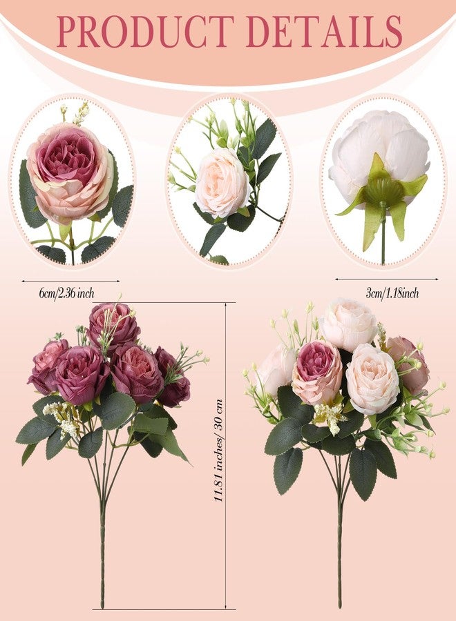 Geosar 8 Bundles 40 Heads Artificial Peonies Silk Flowers Fake Peony Bouquet Faux Peonies Flowers Bulk for Decoration Vase Florals Arrangements Wedding Home Party Table (Dusty Pink, Dusty Rose) - Image 2