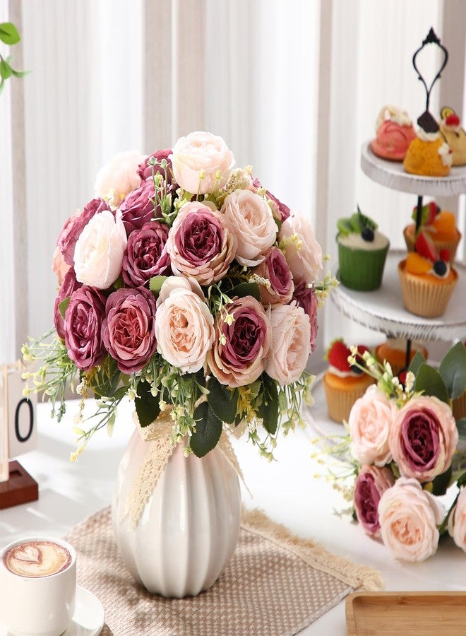 Geosar 8 Bundles 40 Heads Artificial Peonies Silk Flowers Fake Peony Bouquet Faux Peonies Flowers Bulk for Decoration Vase Florals Arrangements Wedding Home Party Table (Dusty Pink, Dusty Rose) - Image 4