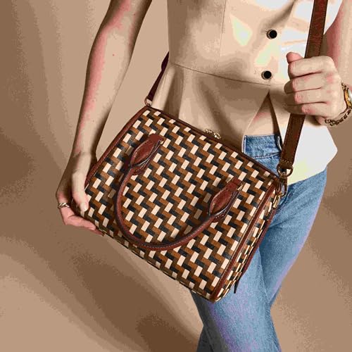 Fossil Williamson Satchel, Woven Neutral Print - Image 2