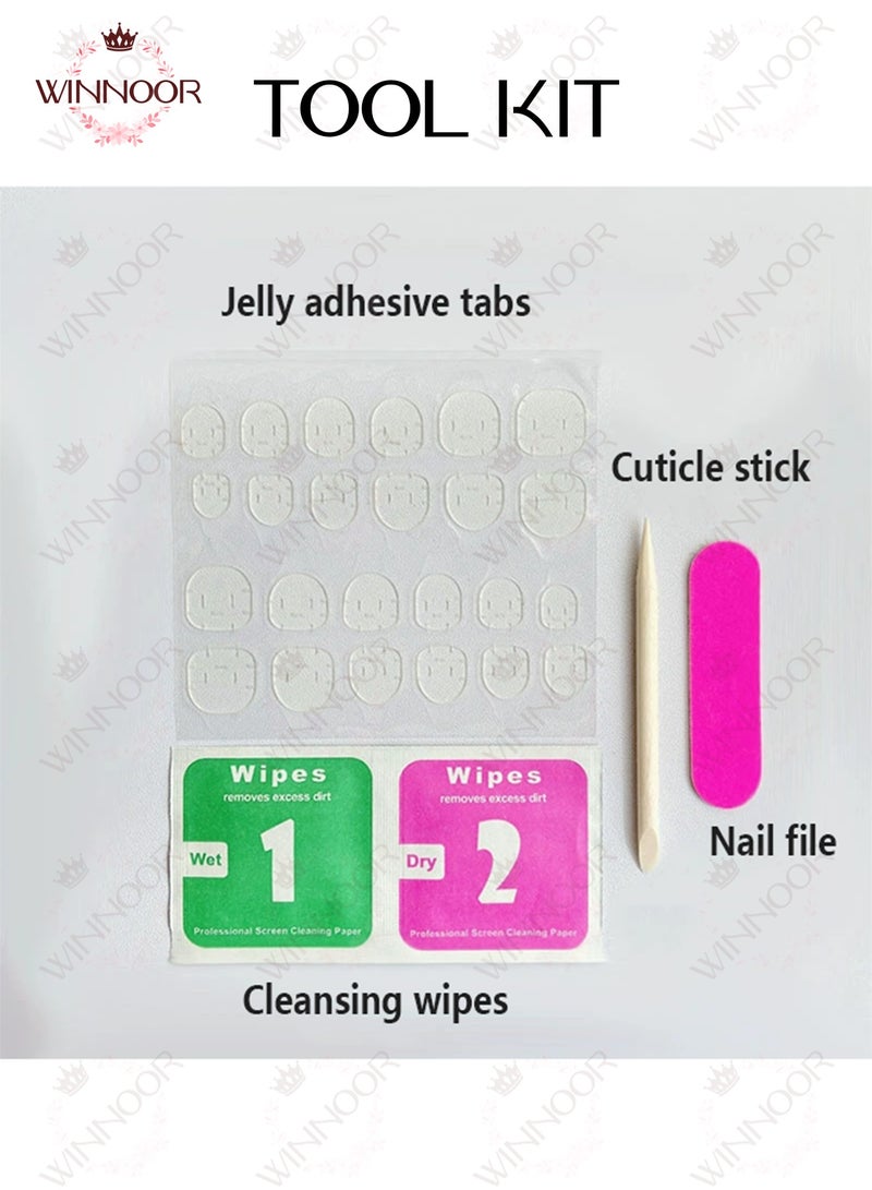 WINNOOR 24Pcs Solid Color Press-on Nails, Magenta Glossy Artificial Nails, Almond Shape False Nails - Image 3