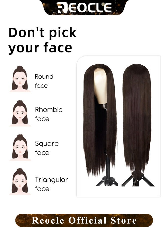 REOCLE Straight Lace Front Wigs Human Hair Pre Plucked Straight HD Lace Front Wigs Human Hair Bleached Knots Natural Hairline Human Hair Wigs - Image 4