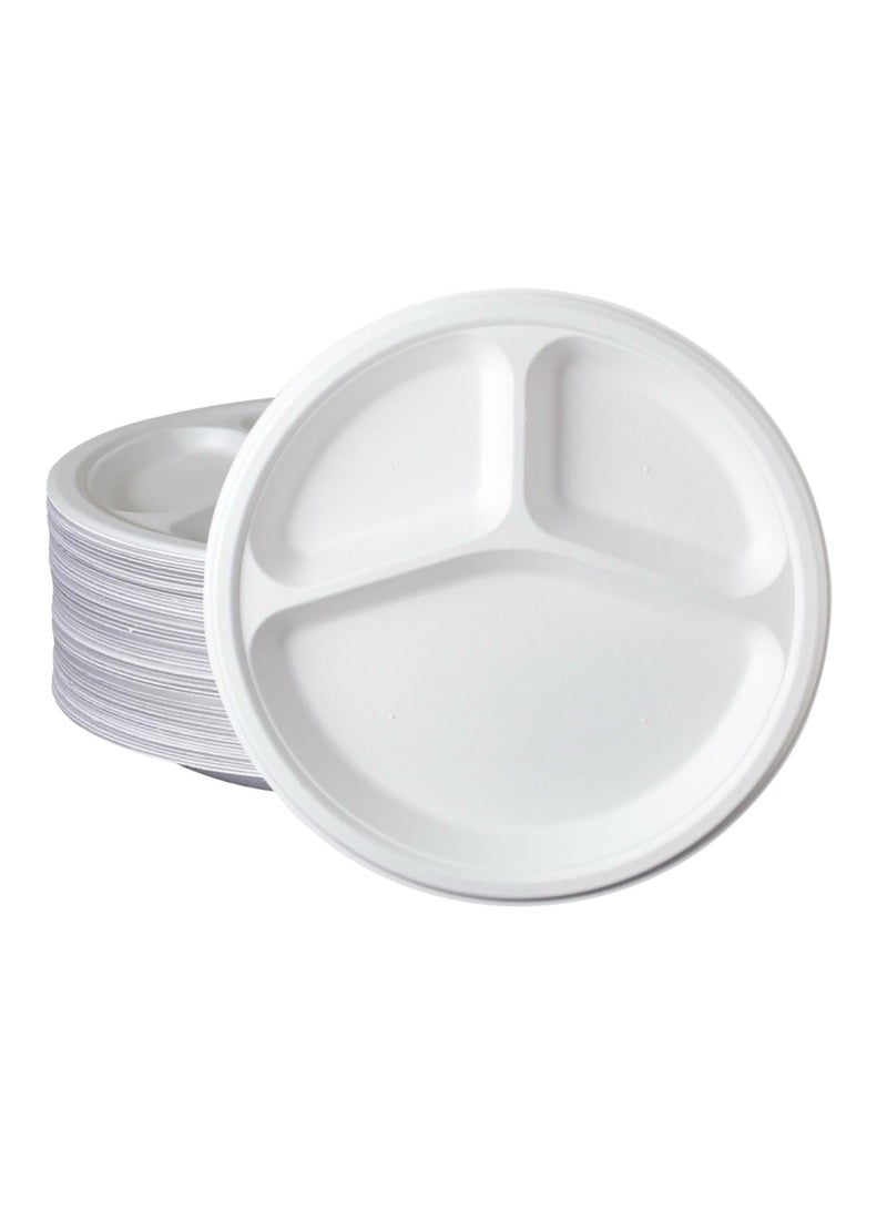 Home Smart Home Smart Compartment Bagasse Plates 10-Inches Set of 50 Pcs Heavy Duty Disposable Plate for Travel Out-Door Party and Special Event Party Favor - Image 1