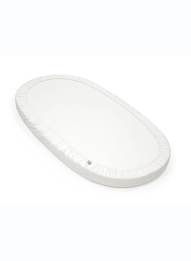 Stokke Stokke Sleepi Fitted Sheet V3 - Soft Cotton Percale for Oval Sleepi Bed - Washable - White