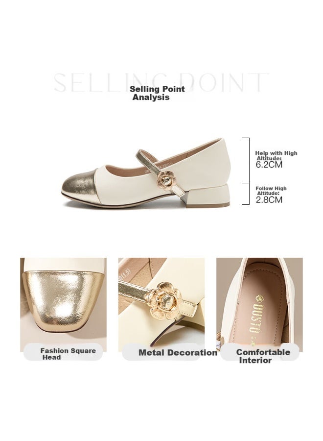 DUSTO Da Dong Mary Jane Women's Shoes Spring New Fashion Casual Patchwork Round Toe Mid-heel Women's Single Shoes 0004 - Image 2