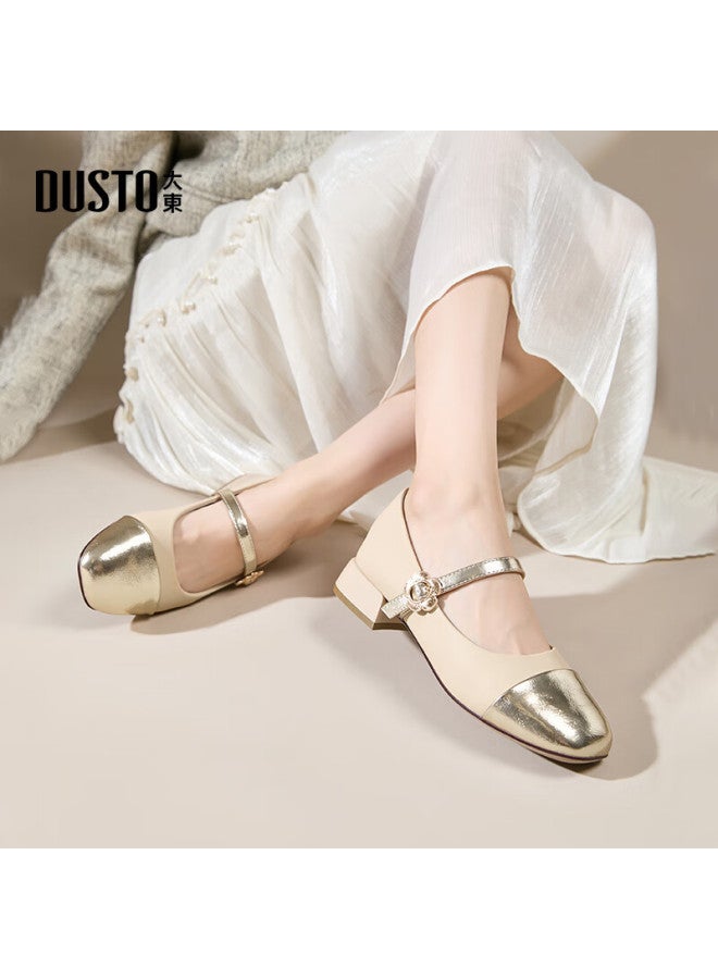 DUSTO Da Dong Mary Jane Women's Shoes Spring New Fashion Casual Patchwork Round Toe Mid-heel Women's Single Shoes 0004 - Image 3