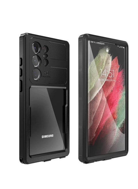 Samsung Galaxy S23 Ultra Case, IP68 Waterproof Case with Built-in Screen Protector, Full Body Protective Dustproof Cover, Heavy Duty Rugged Case for Galaxy S23 Ultra 5G 6.8 Inch (Clear Black)