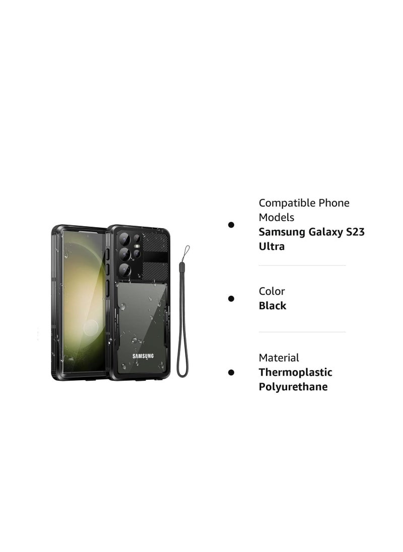 Generic - Samsung Galaxy S23 Ultra Case, IP68 Waterproof Case with Built-in Screen Protector, Full Body Protective Dustproof Cover, Heavy Duty Rugged Case for Galaxy S23 Ultra 5G 6.8 Inch (Clear Black) - Image 1
