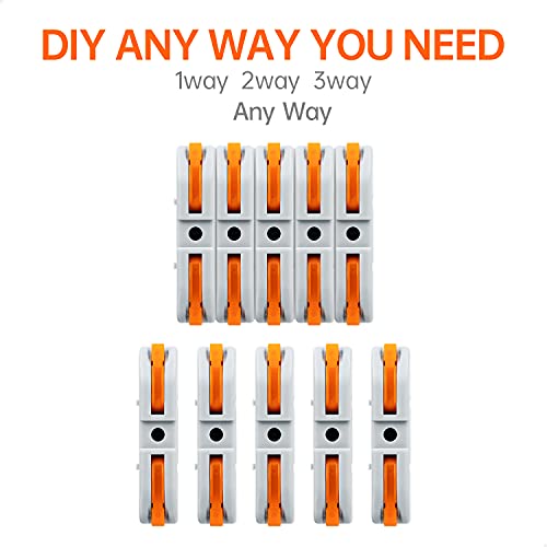 GKEEMARS 20 Pcs Wire Connector, 1 Conductor Compact Splicing Wire Connectors for Circuit Inline 24-12 AWG (Orange) - Image 2
