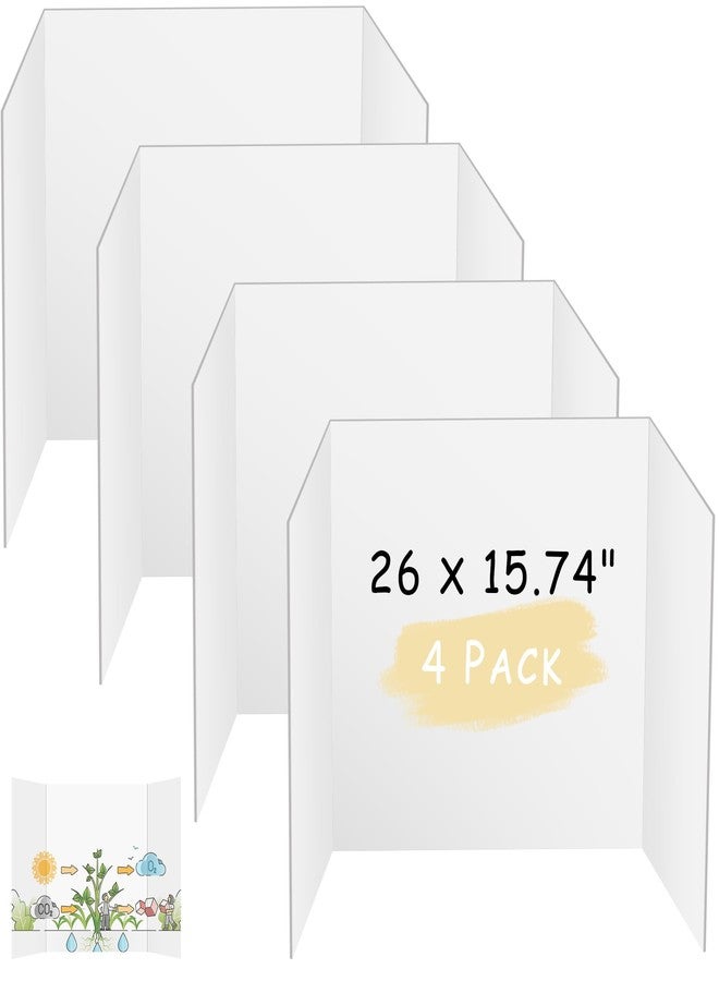 HAUTOCO 4 Pcs Medium Trifold Poster Board 26 x 15.74 inches Tri Fold Presentation Boards White Corrugated Project Boards for Science Fair, School Project, Event Displays, Business - Image 1