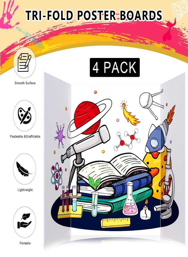 HAUTOCO 4 Pcs Medium Trifold Poster Board 26 x 15.74 inches Tri Fold Presentation Boards White Corrugated Project Boards for Science Fair, School Project, Event Displays, Business - Image 3