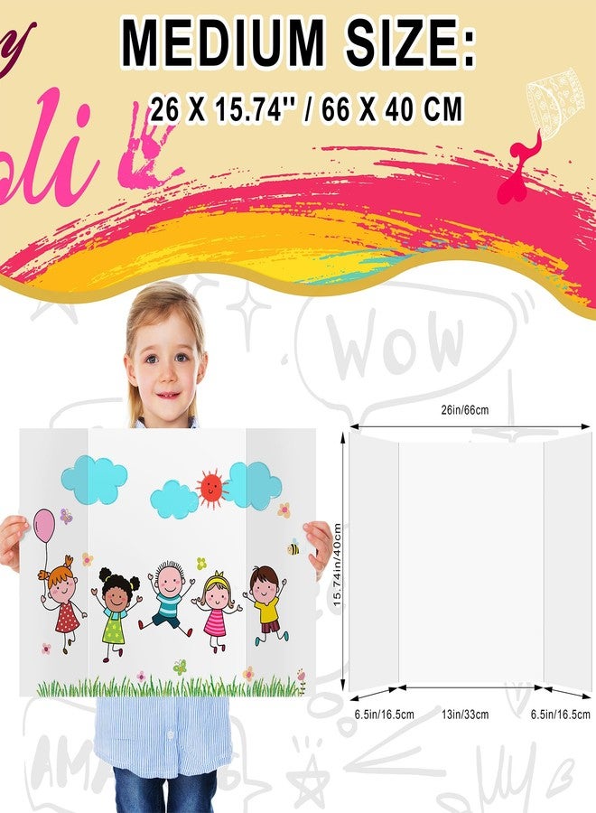 HAUTOCO 4 Pcs Medium Trifold Poster Board 26 x 15.74 inches Tri Fold Presentation Boards White Corrugated Project Boards for Science Fair, School Project, Event Displays, Business - Image 2