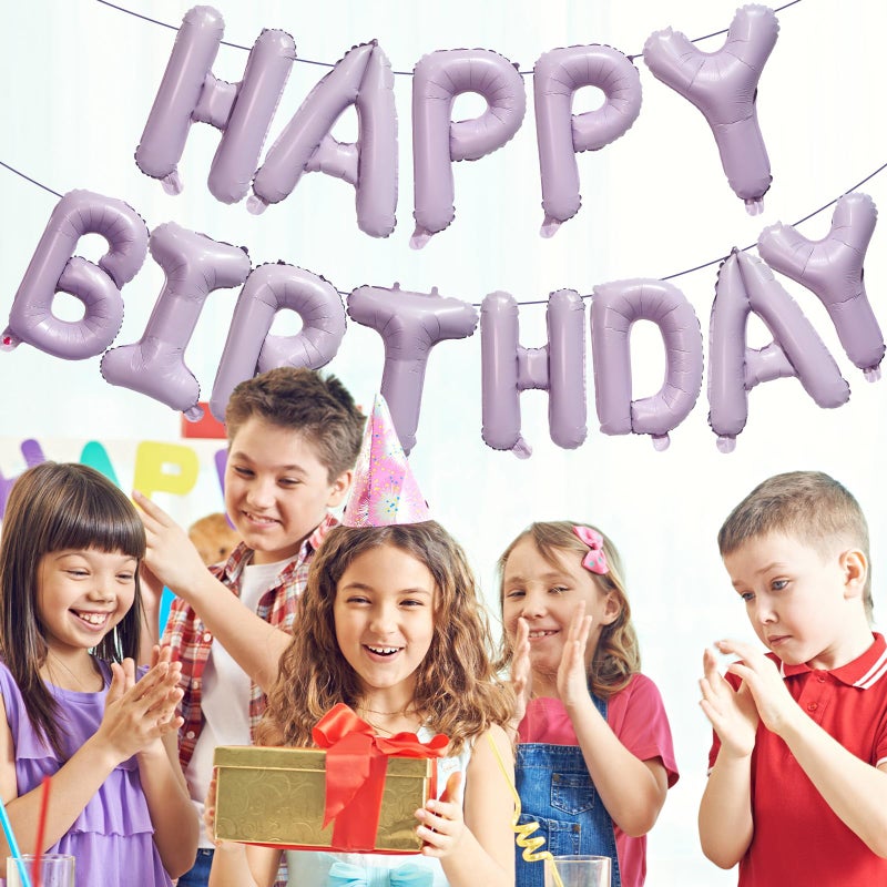 Kalor Pastel Purple Happy Birthday Balloons Banner 16 Inch Mylar Foil Letters Sign Reusable Balloons For Women  Men  Boys & Girls Birthday Decorations Party Supplies - Image 5