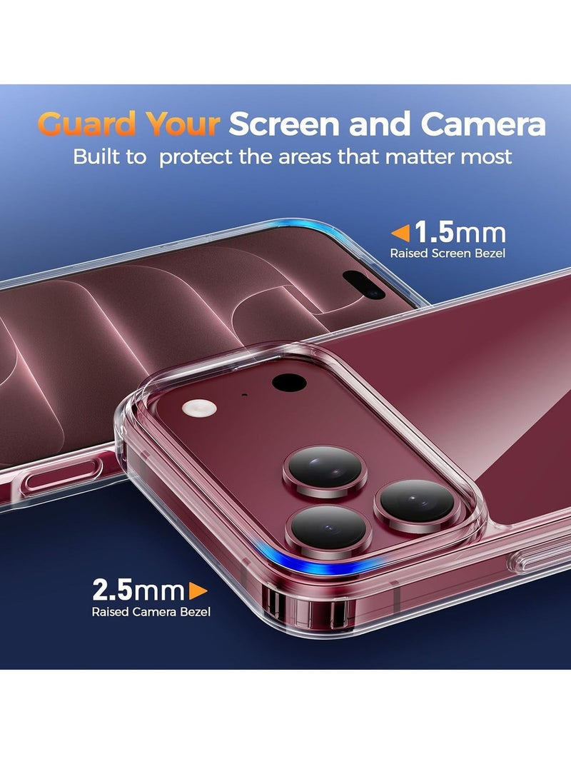 بورتوني جراب شفاف لهاتف iPhone 18 Pro Max مع قطعتين من الزجاج المقسى (Tempered Glass)؛ غطاء حماية مقاوم للصدمات ولا يتغير لونه (مضاد للاصفرار) مخصص لهاتف iPhone 18 Pro Max (مقاس 6.9 بوصة). - Image 3