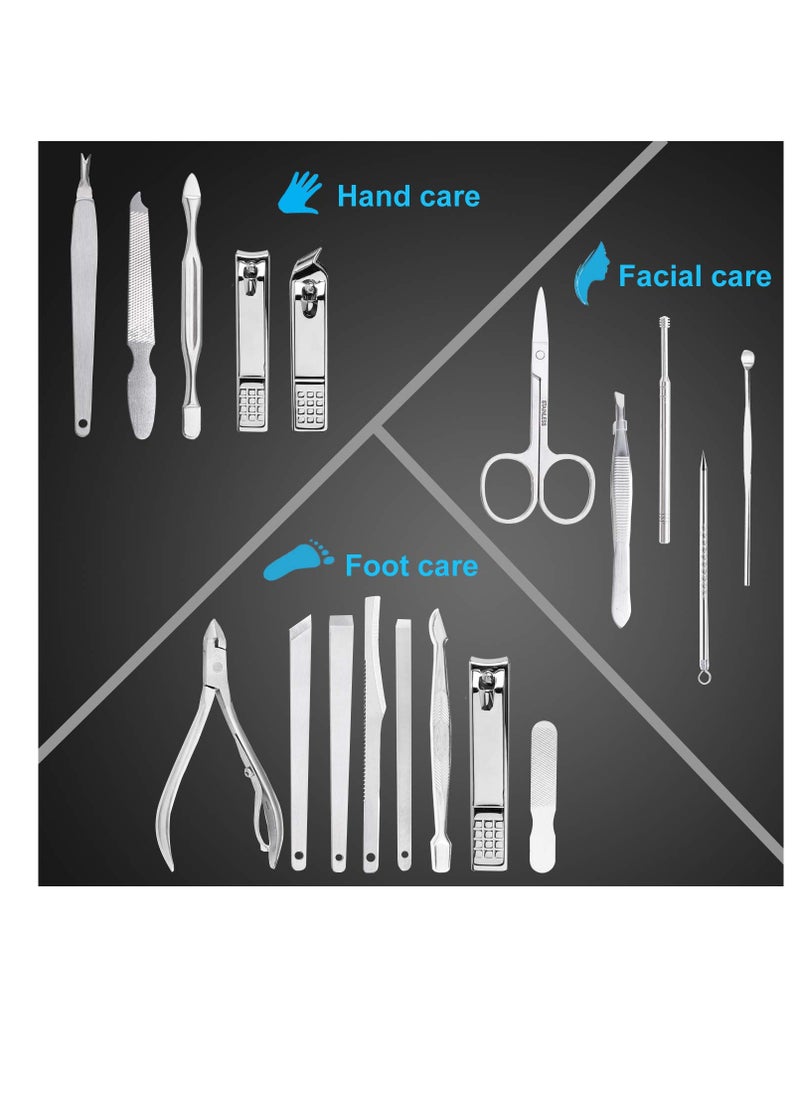 Yougai - Manicure Set Nail Clippers Pedicure Kit -18 Pieces Stainless Steel Manicure Kit, Professional Grooming Kits, Nail Care Tools with Luxurious Travel Case Black - Image 1