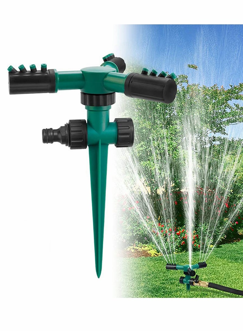 SOLARAE Sprinkler, Garden Lawn Automatic Lawn Water Sprinklers with 3 Nozzles Lawn Sprinklers 360 Degree 3 Arm Rotating Sprinkler System Sprinkler Garden Irrigation Tool for Yard, Lawn,Garden（Dark Green） - Image 1