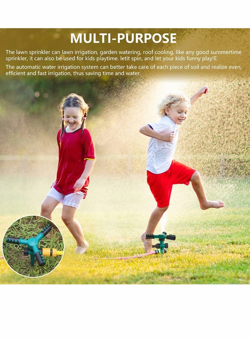 SOLARAE Sprinkler, Garden Lawn Automatic Lawn Water Sprinklers with 3 Nozzles Lawn Sprinklers 360 Degree 3 Arm Rotating Sprinkler System Sprinkler Garden Irrigation Tool for Yard, Lawn,Garden（Dark Green） - Image 3