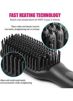 General Hair Straightener Brush, Ionic Hair Straightening Brush with Fast MCH Ceramic Heating, Anti-Scald, Auto Temperature Lock and Auto-Off Function, Portable Straightening Comb for Home  - Image 2