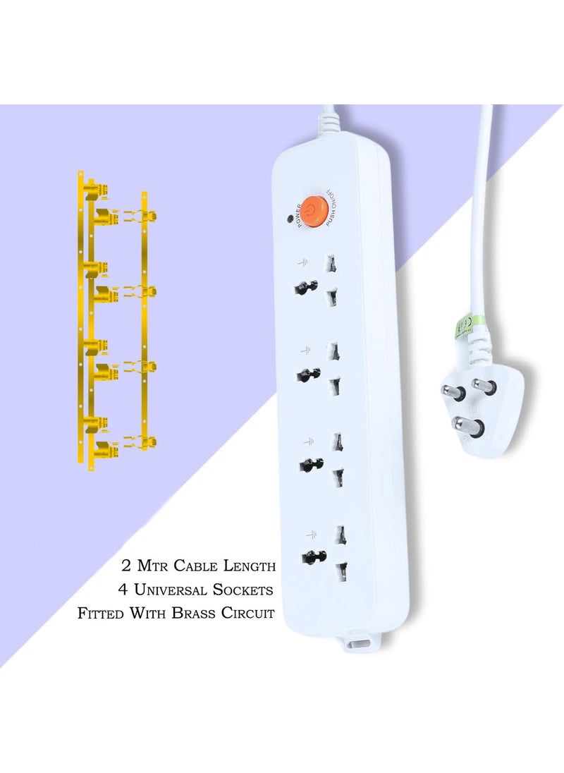 Generic 4Socket 10A Extension Board with Push Button Switch White 2 Mtr Cable Multiplug Socket for Home and Office use  - Image 4