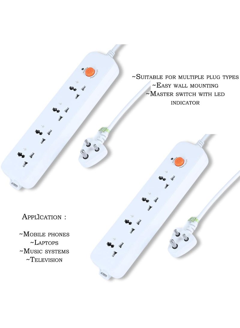 Generic 4Socket 10A Extension Board with Push Button Switch White 2 Mtr Cable Multiplug Socket for Home and Office use  - Image 3