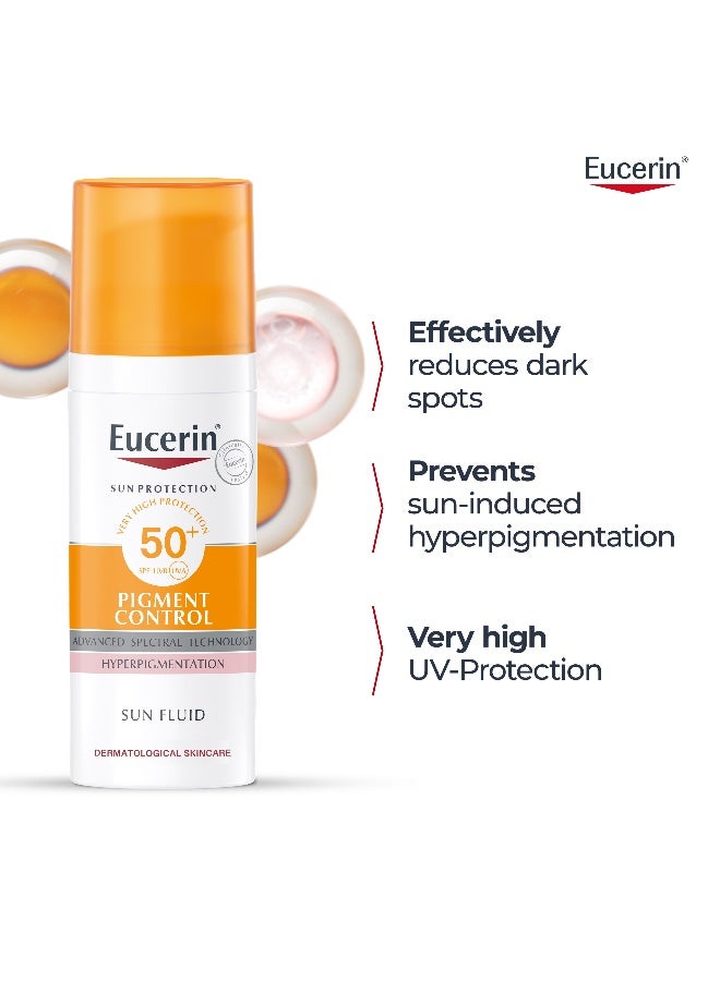 Eucerin Pack Of 2 Face Sunscreen Even Perfector Pigment Control Sun Fluid with Thiamidol, High UVA/UVB Protection, SPF50+, Reduces Spots for Uneven Skin Tone 50ml - Image 3