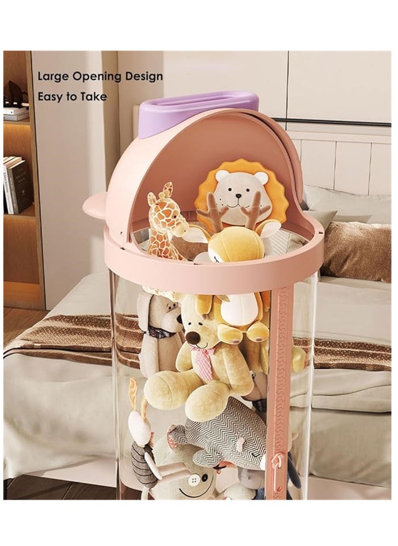 Generic Toys Storage Box, Cylinder Storage Tube Toys Organizer with Decoration Light and Wheels, Plush Dolls Storage Organiser for Kids Nursery Bedroom Playroom Toys Stuffed Display Rack (145cm * 30cm)  - Image 5