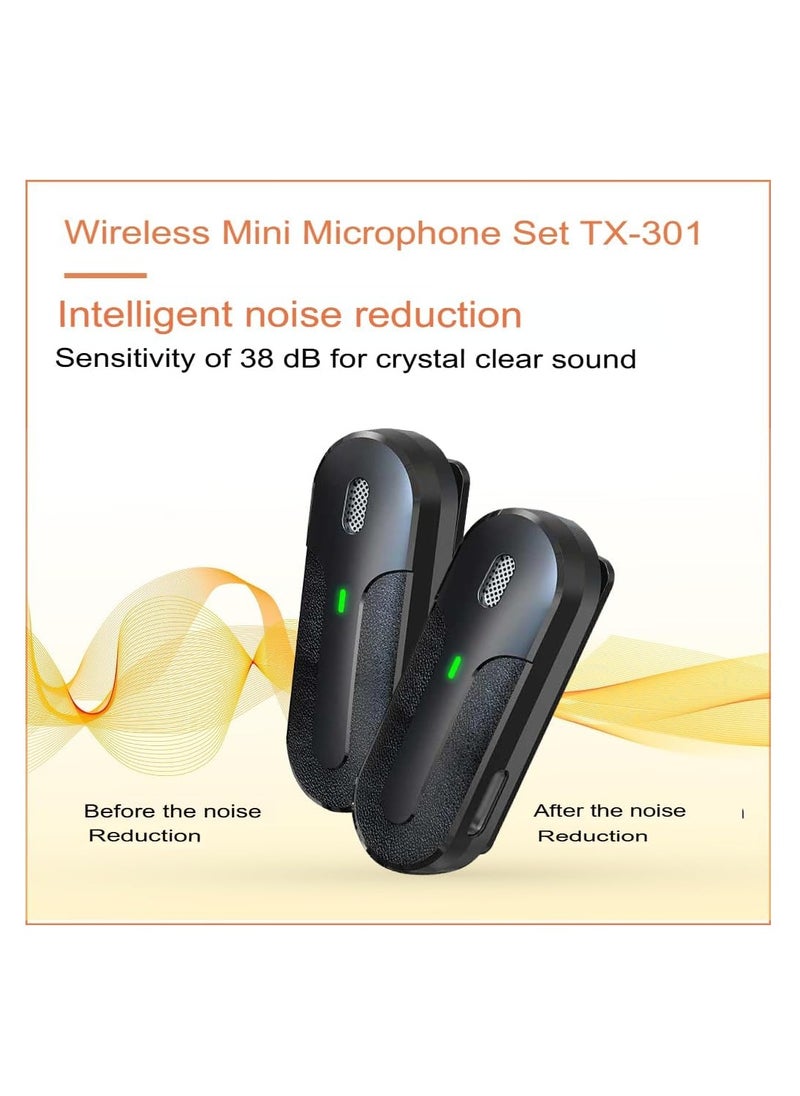 TECHNAXX GERMANY - Wireless Microphone for iPhone, TX-301 Noise-Cancelling Mic with USB-C Receiver, Charging Case & Lapel Clip for Podcasting, Vlogging & Video Recording - Image 1