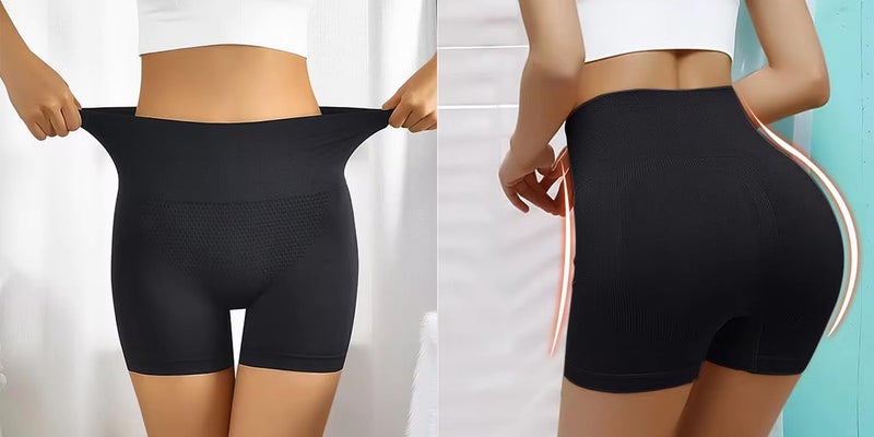GITGRNTH Women's High-Waisted Tummy Control Shapewear Shorts - Seamless Body Shaper with Firm Waist Cinching and Slimming Support (1, Black) - Image 4