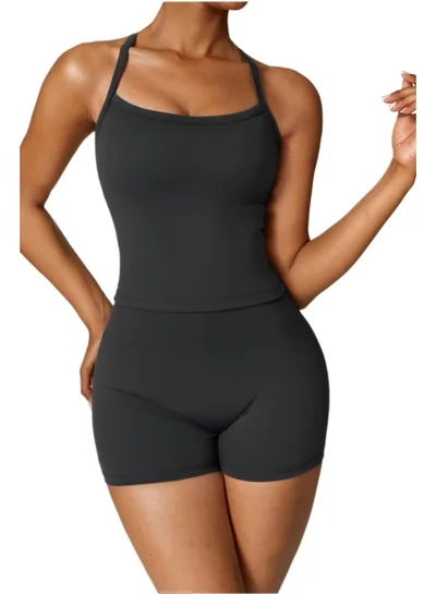 كون.يوغا بلوزة رياضية نسائية بدون أكمام مبطنة لليوجا والتمارين منخفضة التأثير مع حمالة صدر مدمجة قابلة للإزالة