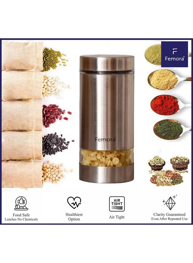 Femora Kitchen Storage Jars Steel Body with See Through Window Jar, 700 ML, Pack of 4 - Image 4