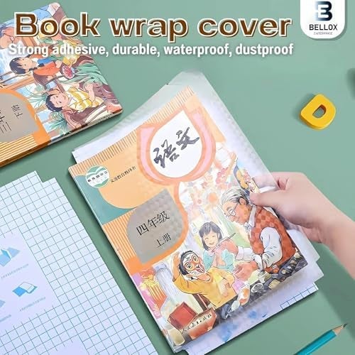 BELLOX ENTERPRISE Bellox Transparent Paper Sticker Book Cover Film, Book Biding Cover [10Pcs A4 Size ] Waterproof Self-Adhesive Book Cover for School, Office, Textbook Protective Case - Image 5