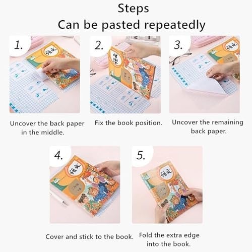BELLOX ENTERPRISE Bellox Transparent Paper Sticker Book Cover Film, Book Biding Cover [10Pcs A4 Size ] Waterproof Self-Adhesive Book Cover for School, Office, Textbook Protective Case - Image 4