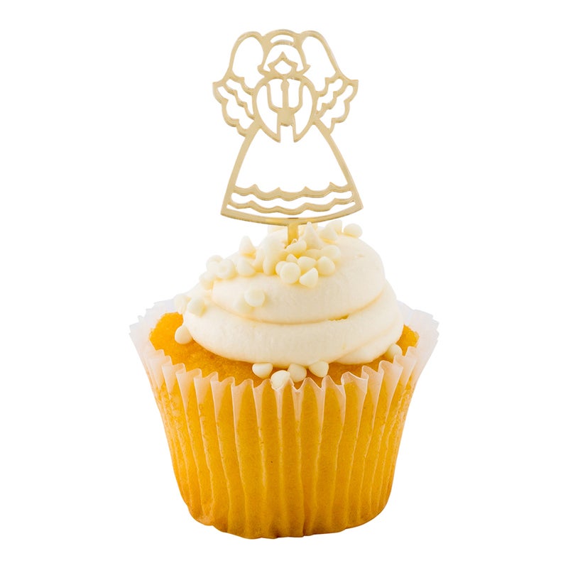 Restaurantware-3 x 1.3 Inch Angel Cake Toppers, 100 Mirrored Angel Cupcake Toppers - With Wings And Halos, For Baby Showers, Birthday Parties, Weddings, Or Baptisms, Gold Acrylic Cupcake Toppers - Image 2