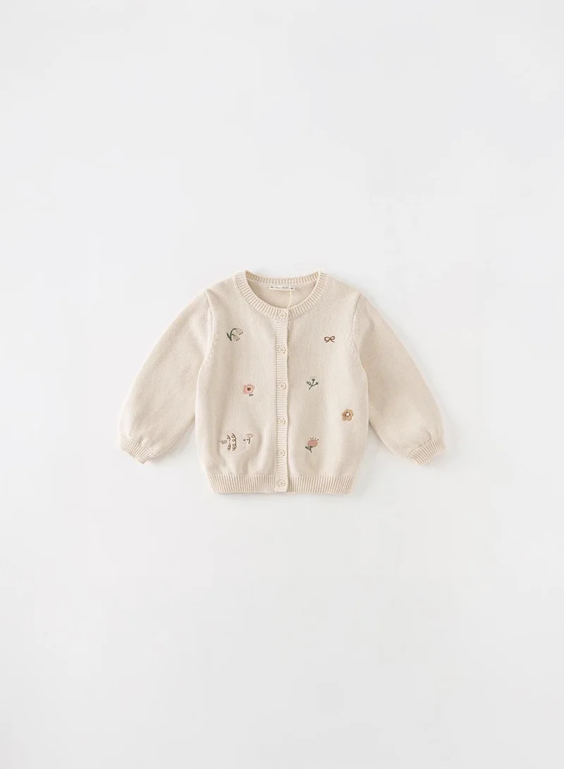Dave & Bella Beige Floral Cardigan