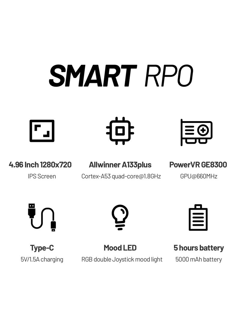 تريميو وحدة تحكم ألعاب محمولة TRIMUI Smart Pro Retro - 5000 مللي أمبير/ساعة، شاشة IPS مقاس 4.96 بوصة، مشغل ألعاب فيديو محمول (أبيض) - Image 3