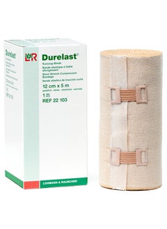 Lohmann & Rauscher Lohmann & Rauscher Durelast Extra Short Stretch Bandage, Compression Bandage with 45% Stretch, 66% Cotton & 34% Polyamide, 12cm Wide x 5m Long Roll 