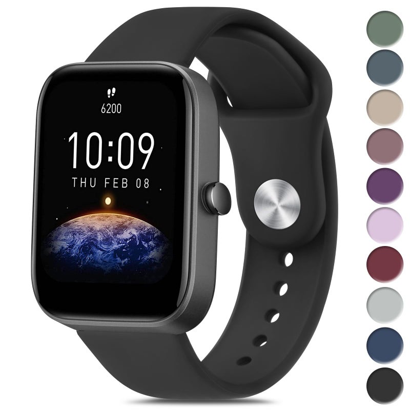 Vanjua Silicone Bands for Amazfit GTR mini Band Amazfit GTS 4 GTS 4 Mini GTS 3 GTS 2 GTS 2e GTS 2 mini GTS 20mm Quick Release Soft Sport Replacement Watch Strap for Amazfit Bip 3 Bip 3 Pro Bip U Pro Bip Bip Lite Bip S Bip S lite Bip U Smart Watch Women Men Black - Image 3