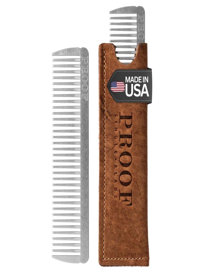 Proof Aluminum Metal Comb - CNC-Machined 6061 Aluminum Metal Hair Comb with Montana-Sewn Leather Case, Rust-Proof, Dent-Resistant, Durable & Travel-Ready Pocket Grooming Tool - Made in USA - Image 1
