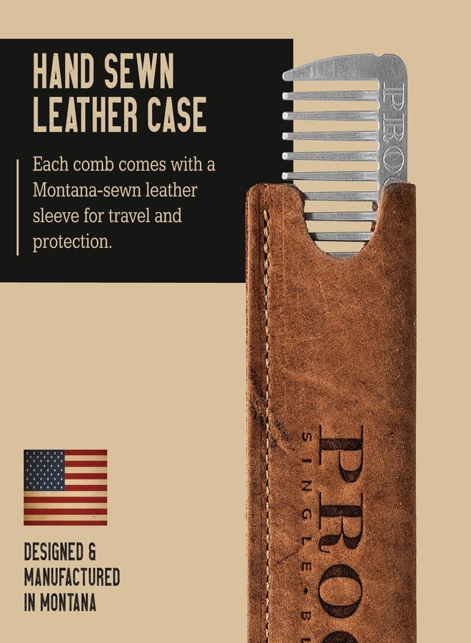 Proof Aluminum Metal Comb - CNC-Machined 6061 Aluminum Metal Hair Comb with Montana-Sewn Leather Case, Rust-Proof, Dent-Resistant, Durable & Travel-Ready Pocket Grooming Tool - Made in USA - Image 4