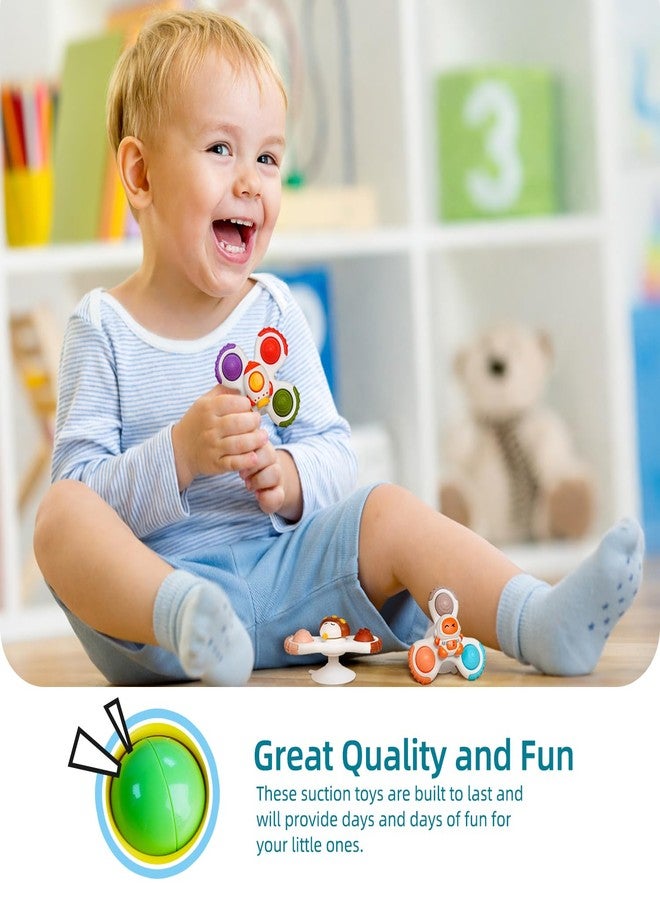 LiKee Strong Suction Cup Fidget Rotating Sensory Bath Toys for Baby Christmas Stocking Stuffers, Airplane Car Travel Table & Window Toys for Toddler Boys and Girls, 10+ Months - Image 2