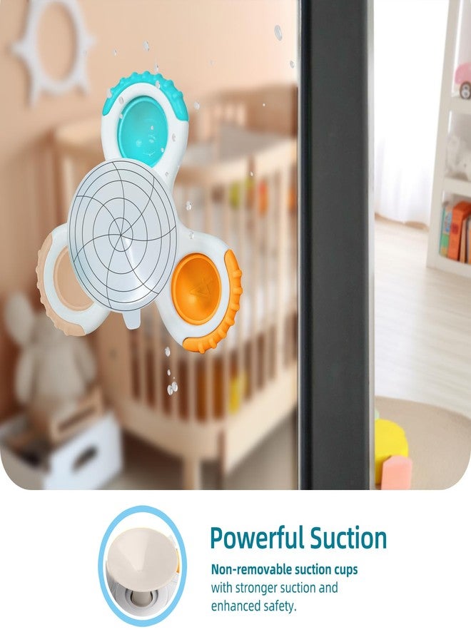 LiKee Strong Suction Cup Fidget Rotating Sensory Bath Toys for Baby Christmas Stocking Stuffers, Airplane Car Travel Table & Window Toys for Toddler Boys and Girls, 10+ Months - Image 3
