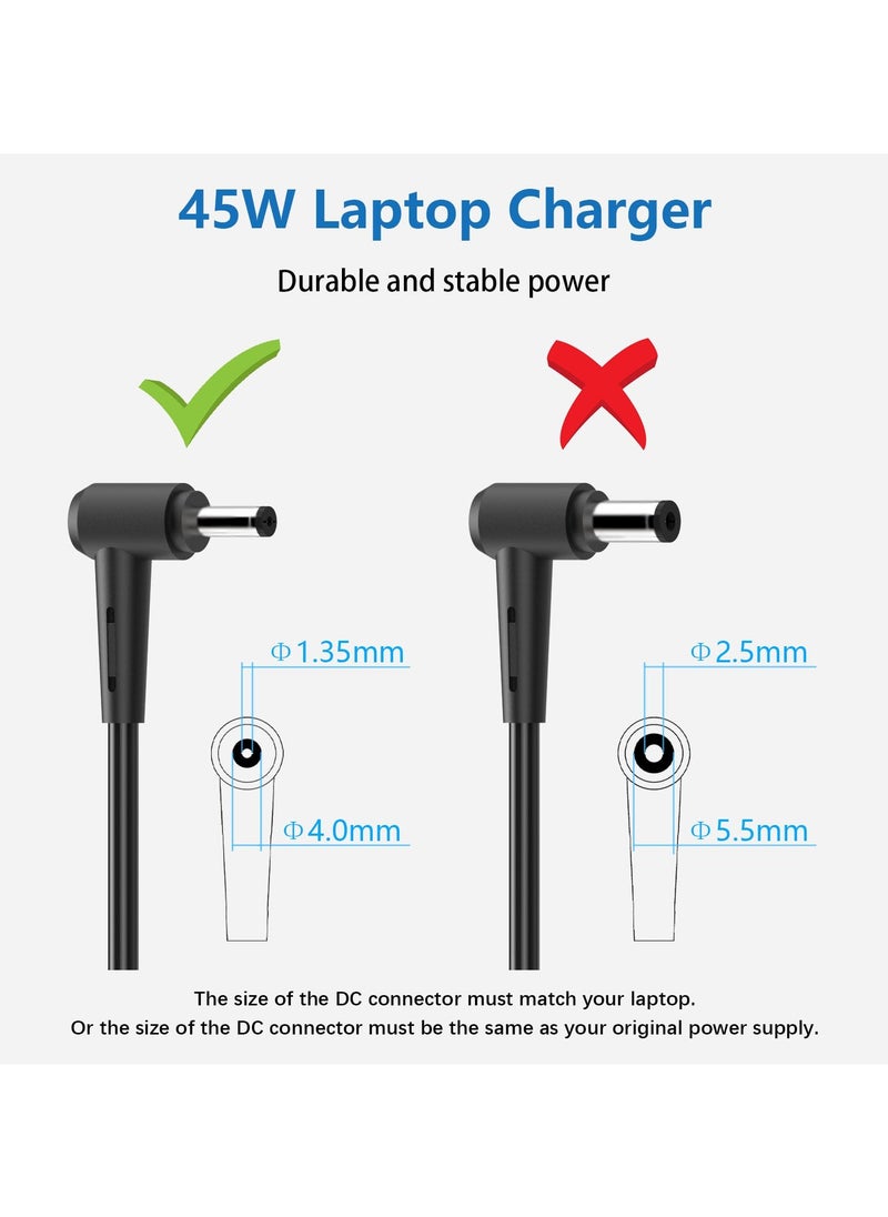 erorex - 45W Laptop Charger for Asus VivoBook 14 15 X540UA X540S X540SA X540LA X553 X553S X553M X556U TP300 TP300L E203M E210M Zenbook UX303U UX305F UX305C UX430U Adaptor Power - Image 1