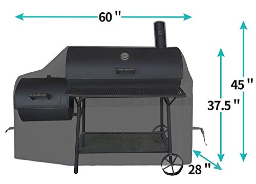 iCOVER Offset Smoker Cover 60 inch Charcoal Pellet Grill Covers Heavy Duty Waterproof 600D BBQ Smokers Protection for Brinkmann for Char-Broil for Weber, Nexgrill, New Braunfels for Oklahoma Joe's - Image 3