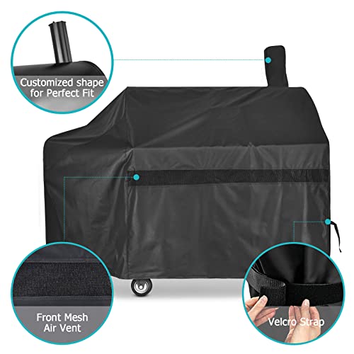 iCOVER Offset Smoker Cover 60 inch Charcoal Pellet Grill Covers Heavy Duty Waterproof 600D BBQ Smokers Protection for Brinkmann for Char-Broil for Weber, Nexgrill, New Braunfels for Oklahoma Joe's - Image 2