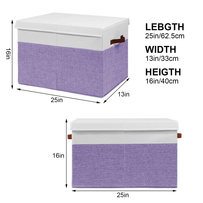 Gowee Large Toy Box with Lid, Sturdy Toy Storage Chest Bin Boxes Organizer Basket with Dividers for Toddlers, Kids, Boys, Girls, Nursery, Living Room, Bedroom, Playroom 25"x13" x16" (Purple and White) - Image 5